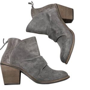 Sofft Teyton grey suede leather heeled zipper close ankle boots size 10